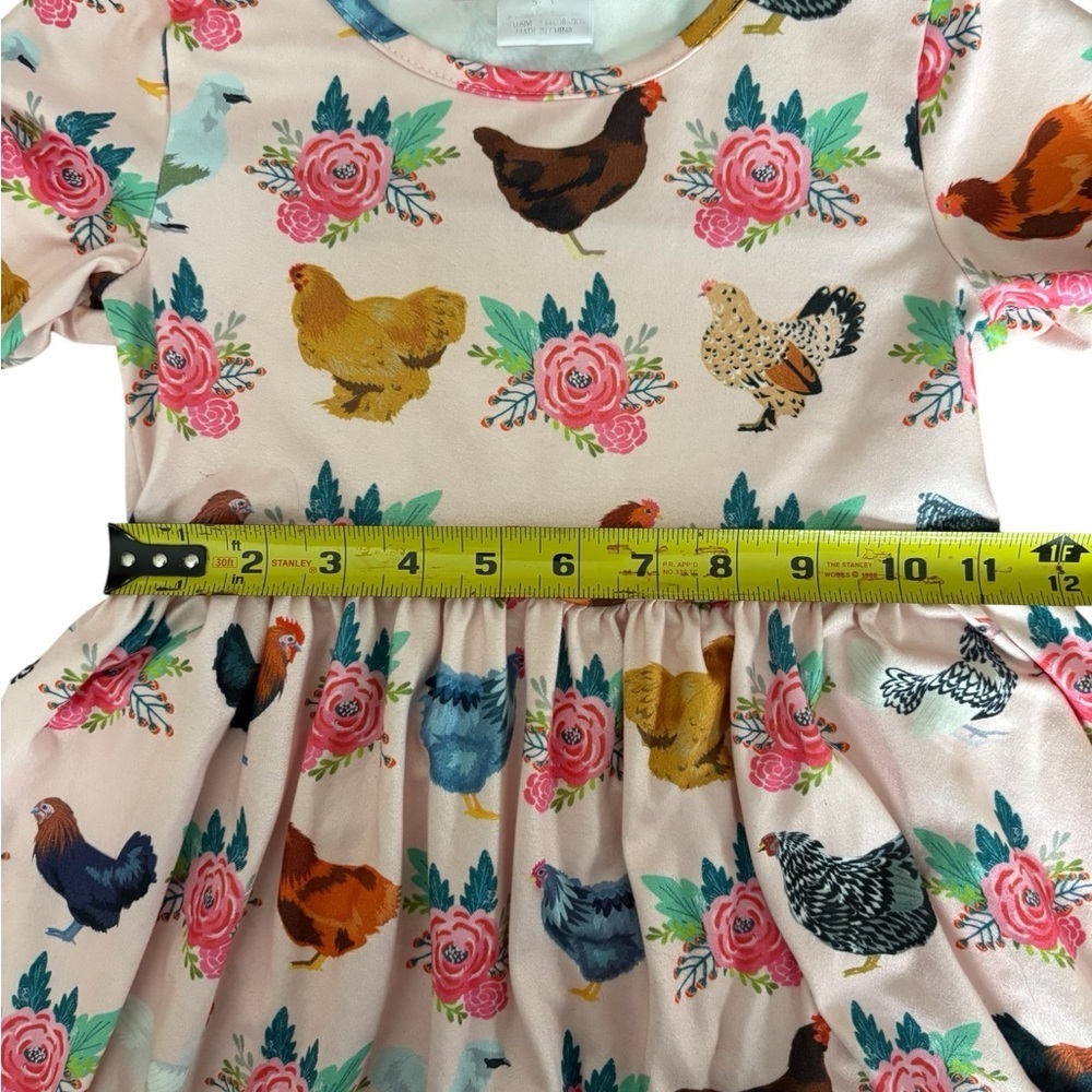 Floral and Chicken Print Kids Dress - Picture 5 of 6